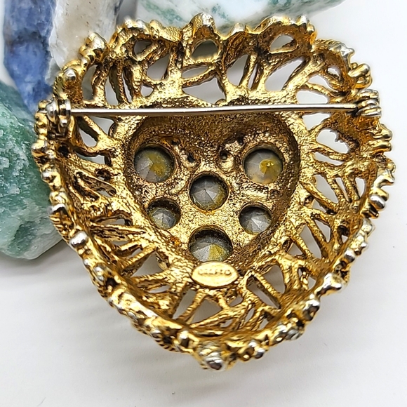 Exquisite! Vintage Accessocraft Circa 1950-60's Aurora Borealis Heart Brooch! - Picture 9 of 12